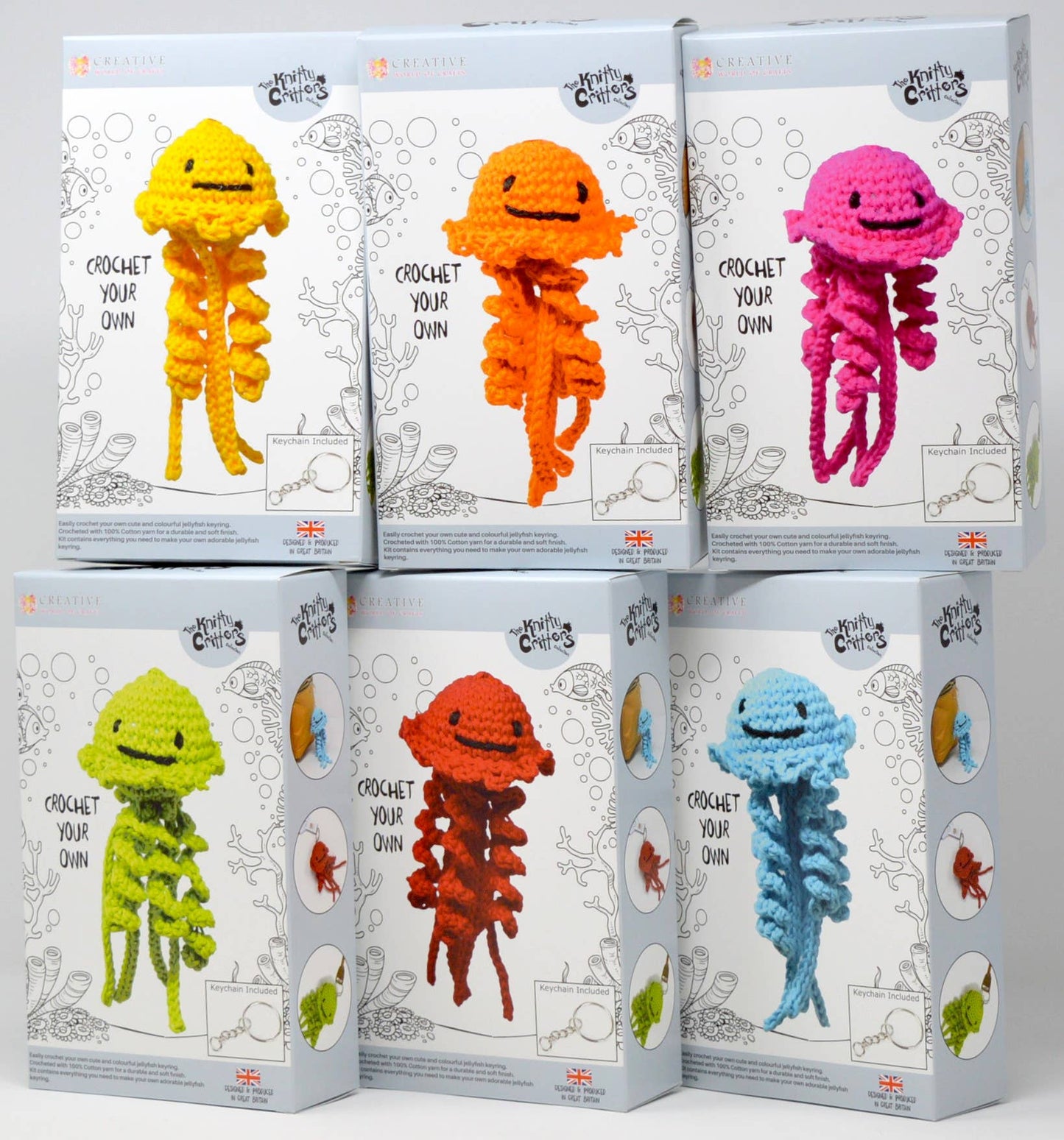 Knitty Critters - Jellyfish Keychain Crochet Kit