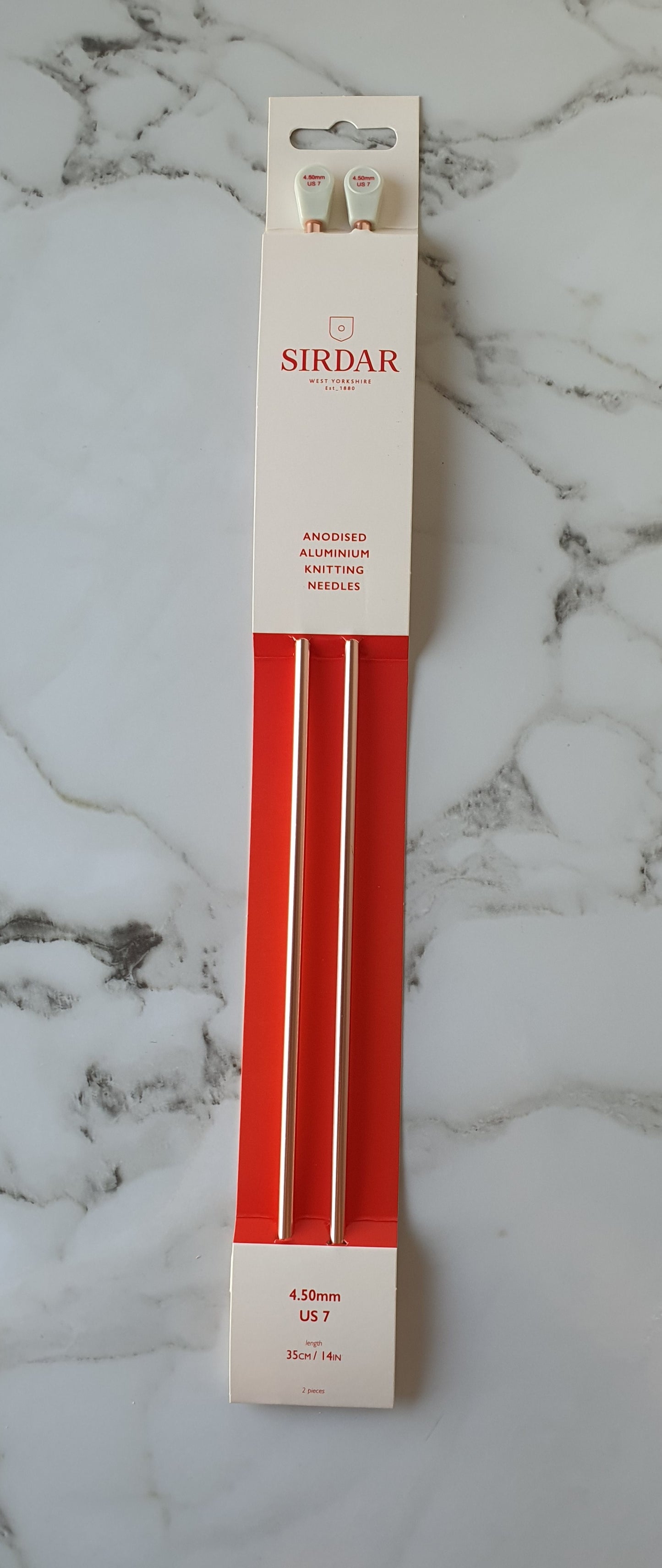 Size 4.50mm ~ 35cm long ~ Rose Gold Knitting Needles by Sirdar