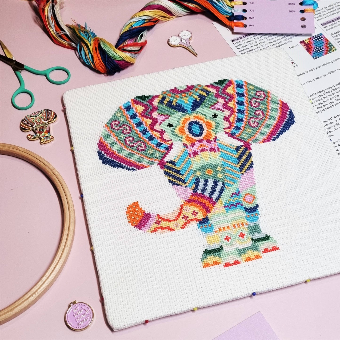 Mandala Elephant Counted Cross Stitch Kit