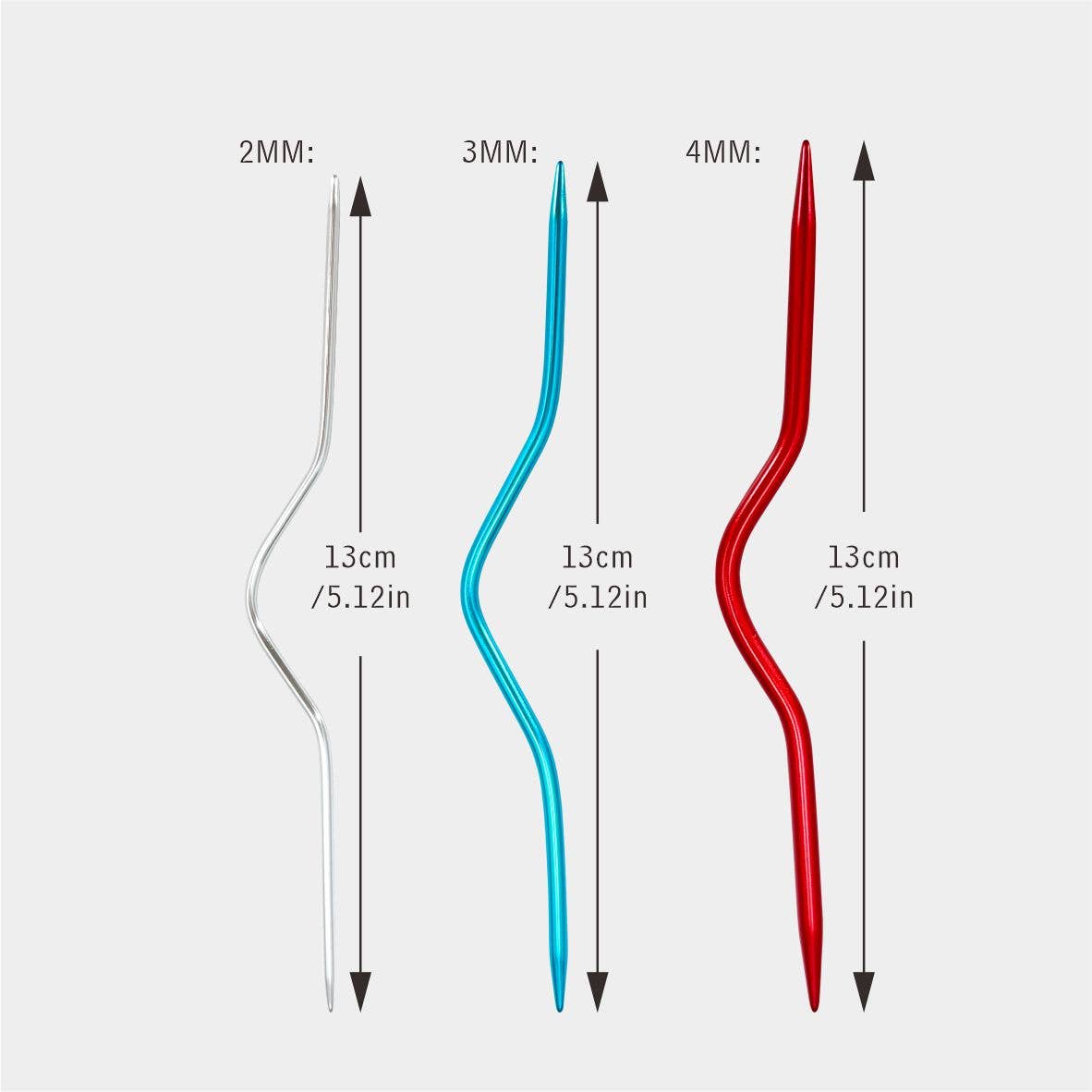 Cable Needles Set of 3 - Cable Needle Stitch Holders - 2mm, 3mm, 4mm