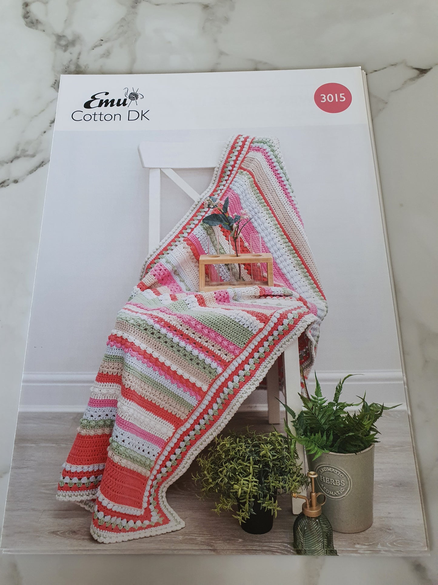 Emu Cotton DK Flower Fields Crochet Blanket No.3015