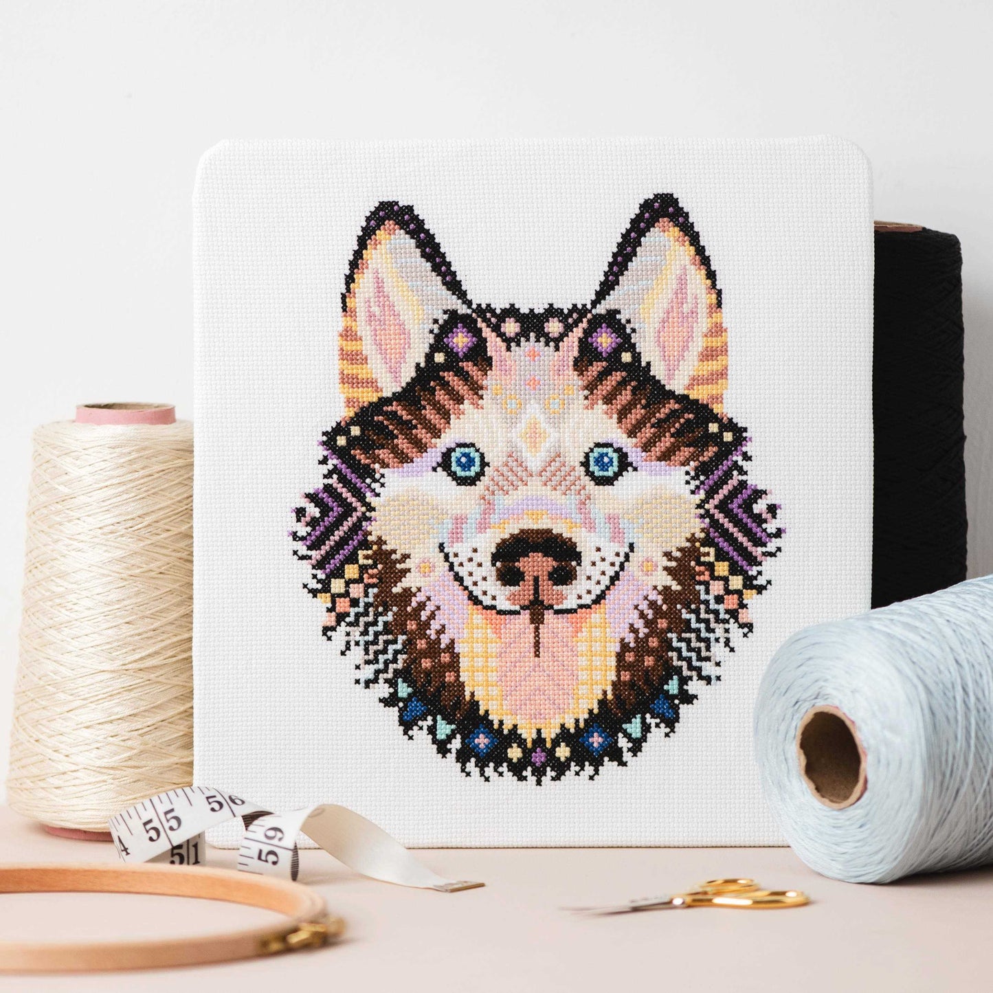 Mandala Husky Counted Cross Stitch Sewing Craft Kit