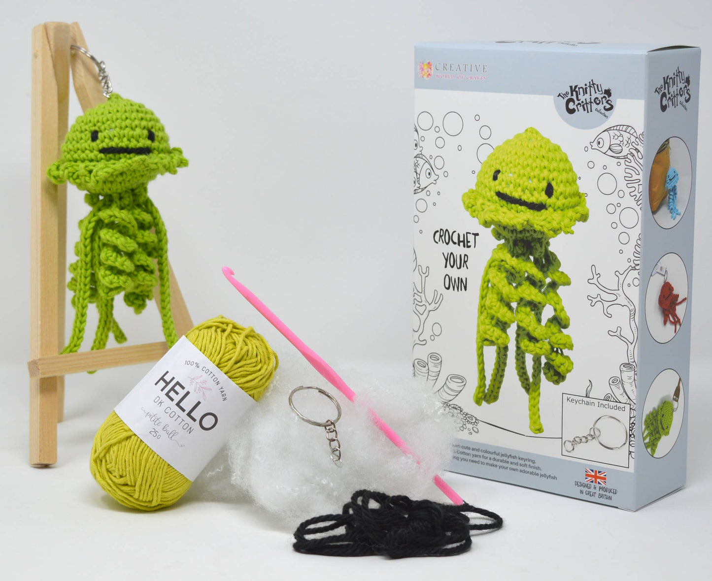 Knitty Critters - Jellyfish Keychain Crochet Kit