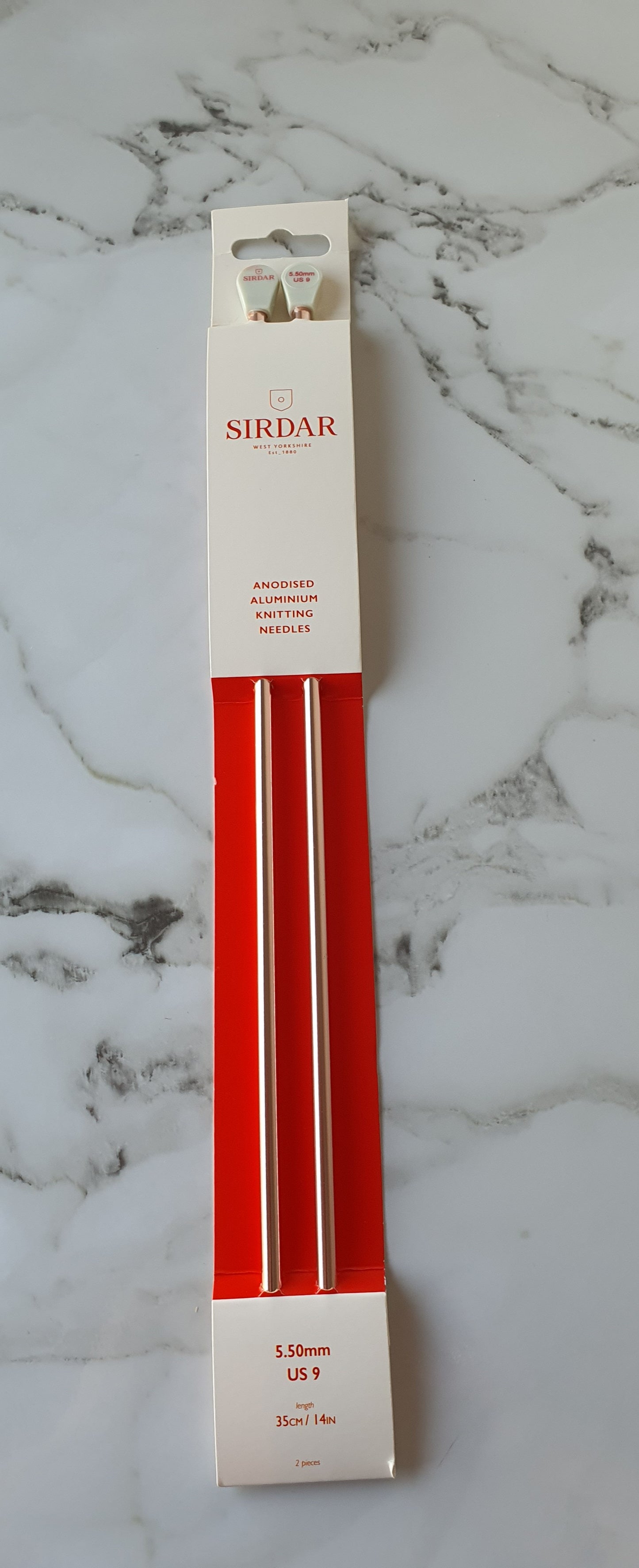 Size 5.50mm ~ 35cm long ~ Rose Gold Knitting Needles by Sirdar